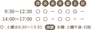 武蔵野市武蔵境・三鷹の心療内科・精神科 武蔵境こころのクリニックの診療時間は(月・火・木・金)9:30~12:30 14:00~17:00 土曜は9:30~13:30 休診日:水曜・土曜午後・日曜・祝日